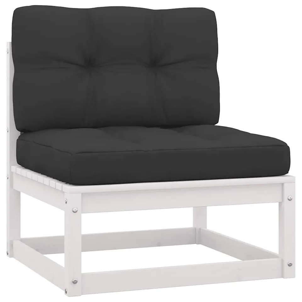 vidaXL Heim & Garten Mittelsofa Kiefer Weiß mit Anthrazit Kissen