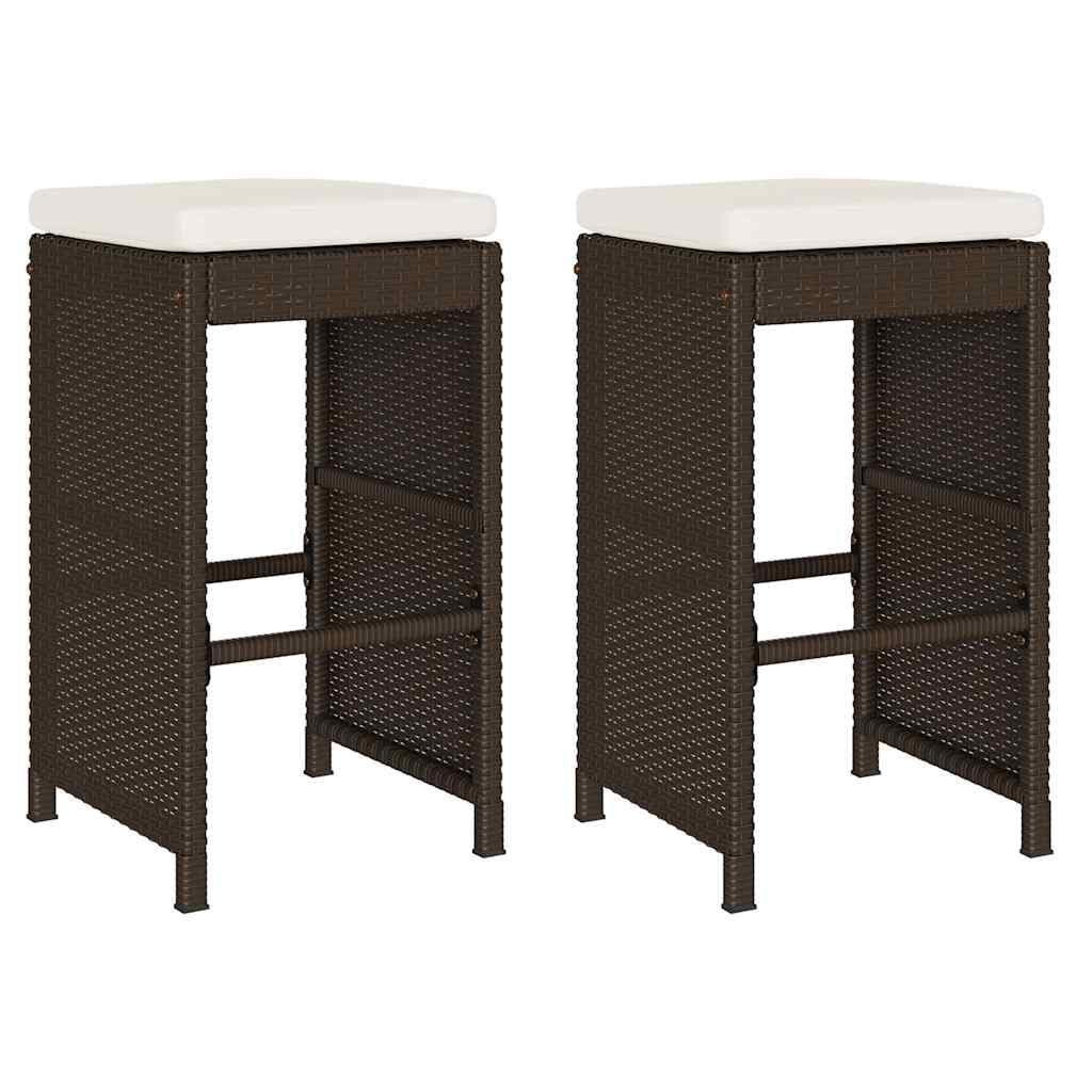 vidaXL Heim & Garten Barhocker Braun Rattanstuhl 2 Stk. mit Kissen