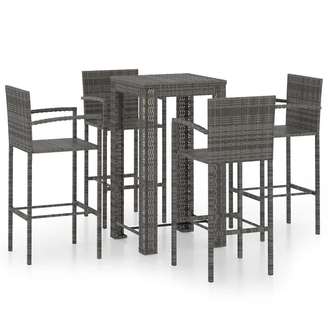 vidaXL Heim & Garten Gartenbar-Set 5-tlg grau Rattan