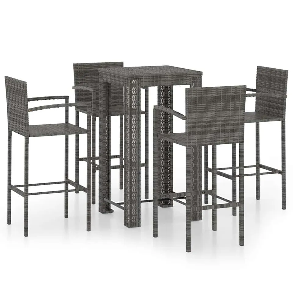 vidaXL Heim & Garten Gartenbar-Set 5-tlg grau Rattan