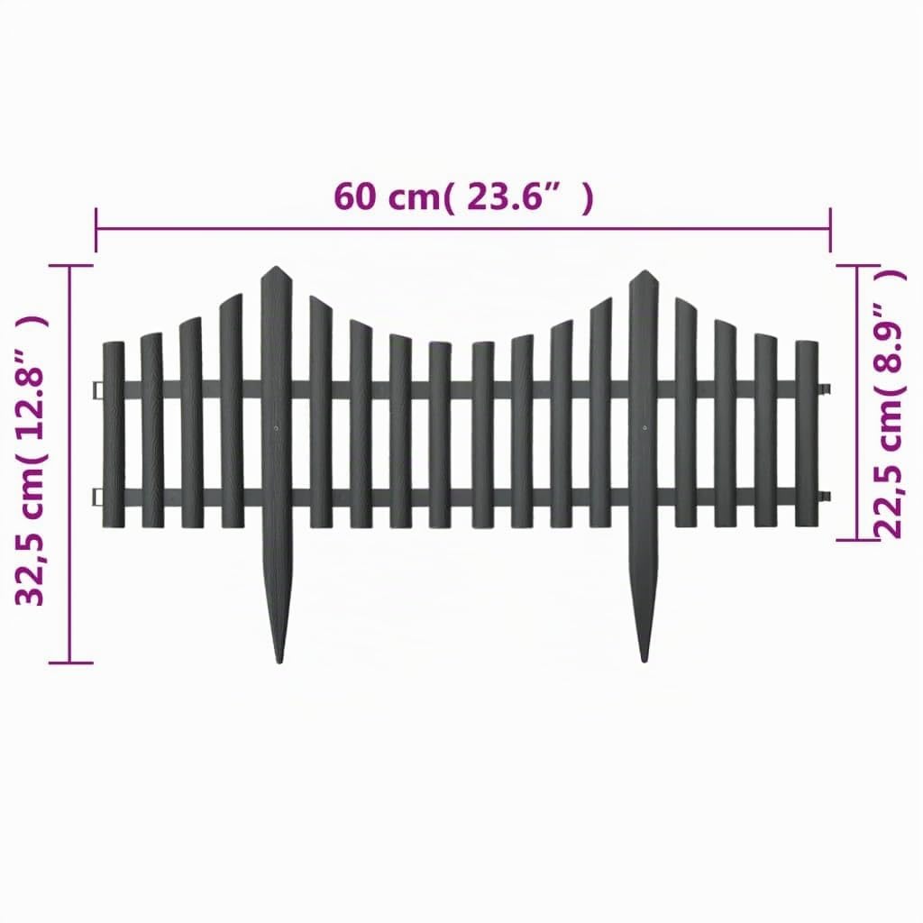 vidaXL Heim & Garten Rasenkante Palisade 10 m Anthrazit PP