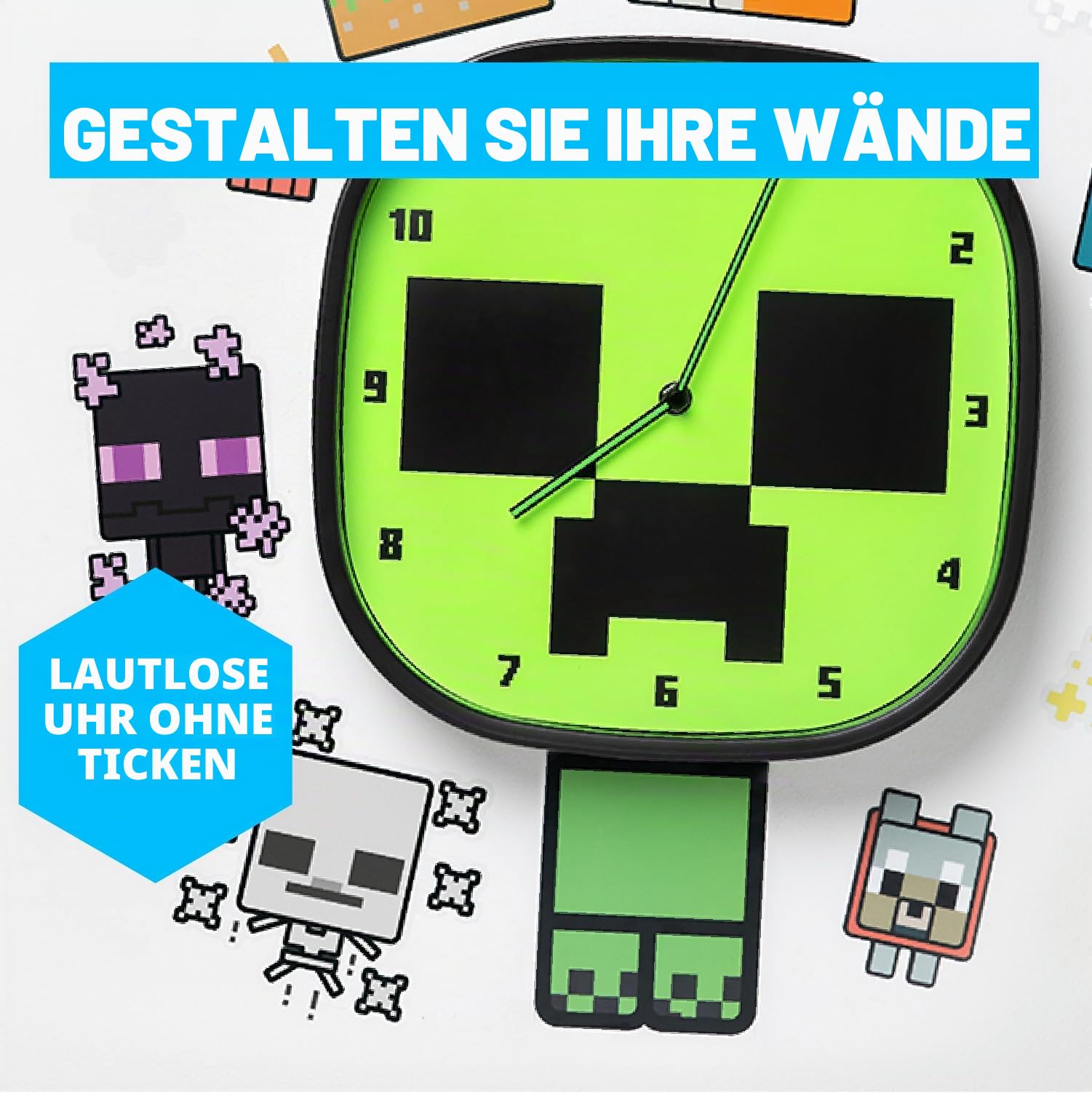Paladone Lighting Minecraft Creeper Wanduhr 30 cm
