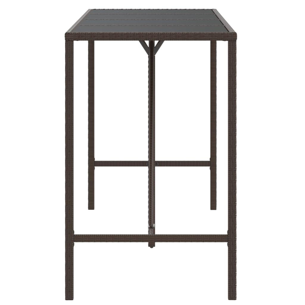 vidaXL Bartisch Braun 180x70x110 cm Poly Rattan Glas