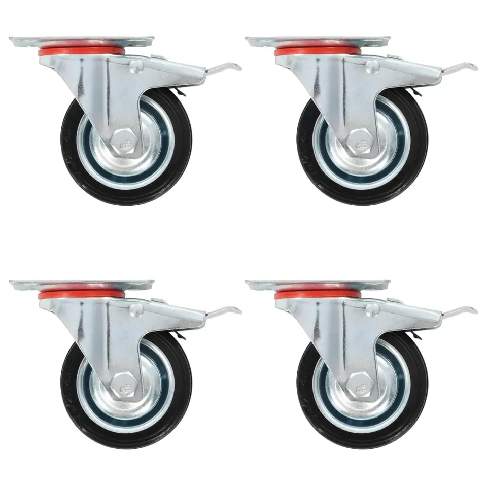 vidaXL Lenkrollen 75 mm Gummirollen 8er-Set Bremse