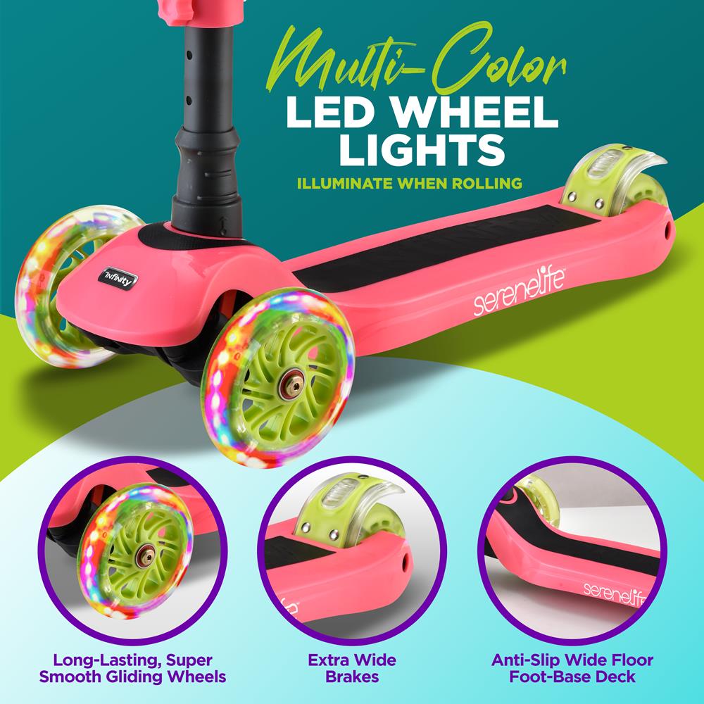 SereneLife Scooters Kinderroller 3-Rad mit Sitz LED