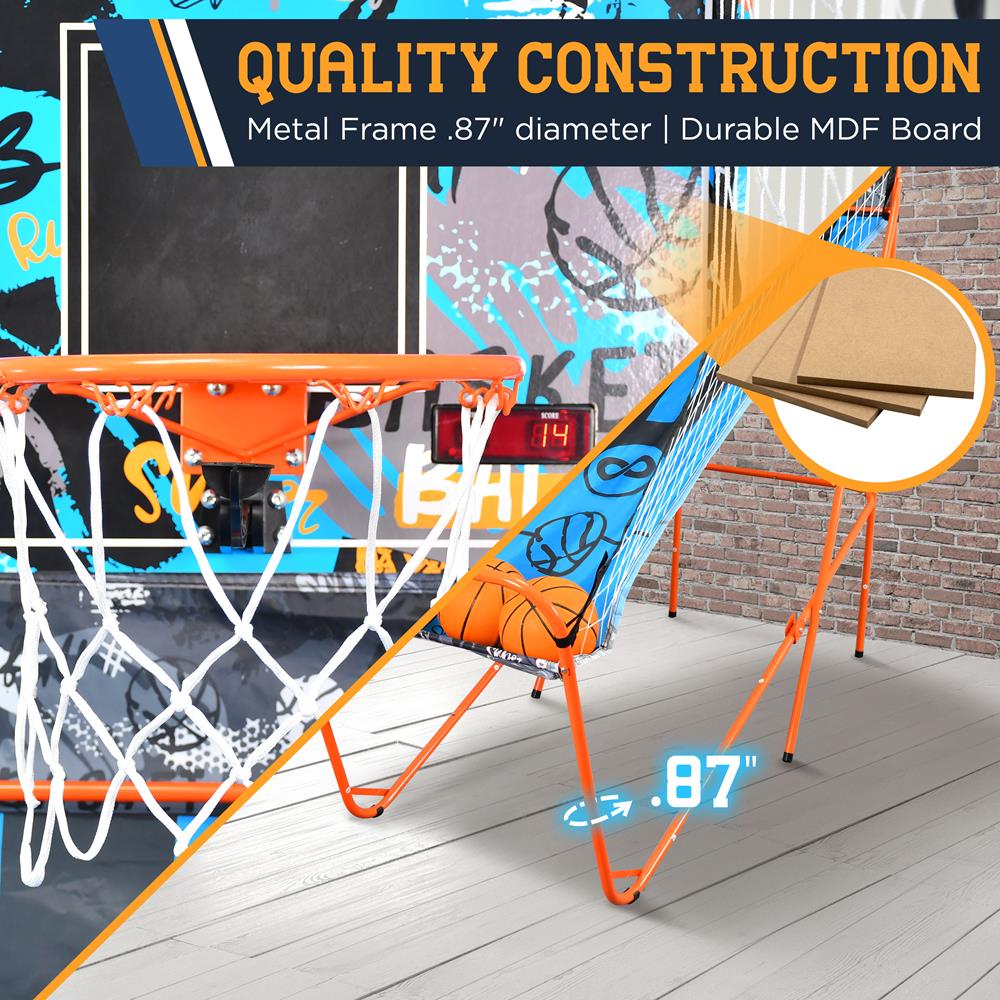Serenelife Basketballspielautomat LED-Anzeige klappbar Blau