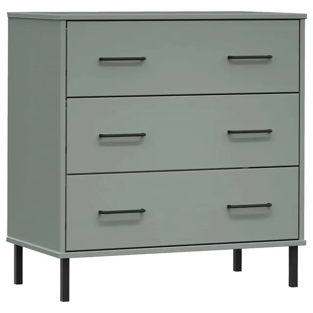 vidaXL Sideboard Grau 77x40x79,5 cm Massivholz Kommode 3 Schubladen