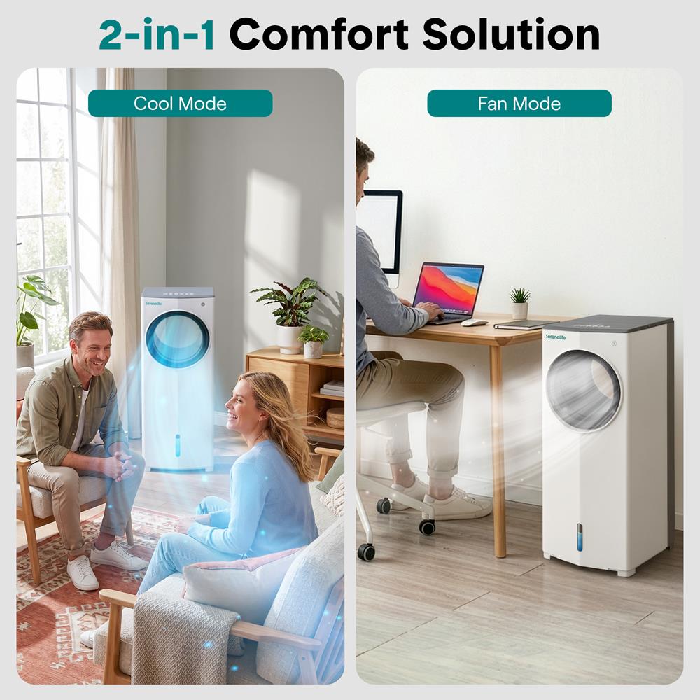 Serenelife Portable AC Luftkühler 4 Liter Weiß-Grau