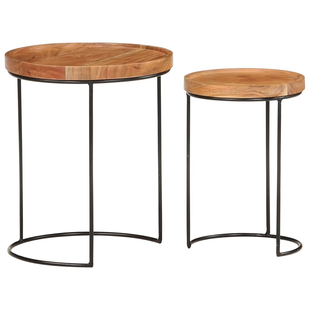 vidaXL Möbel Couchtisch Set 2-TLG Akazienholz Beistelltisch
