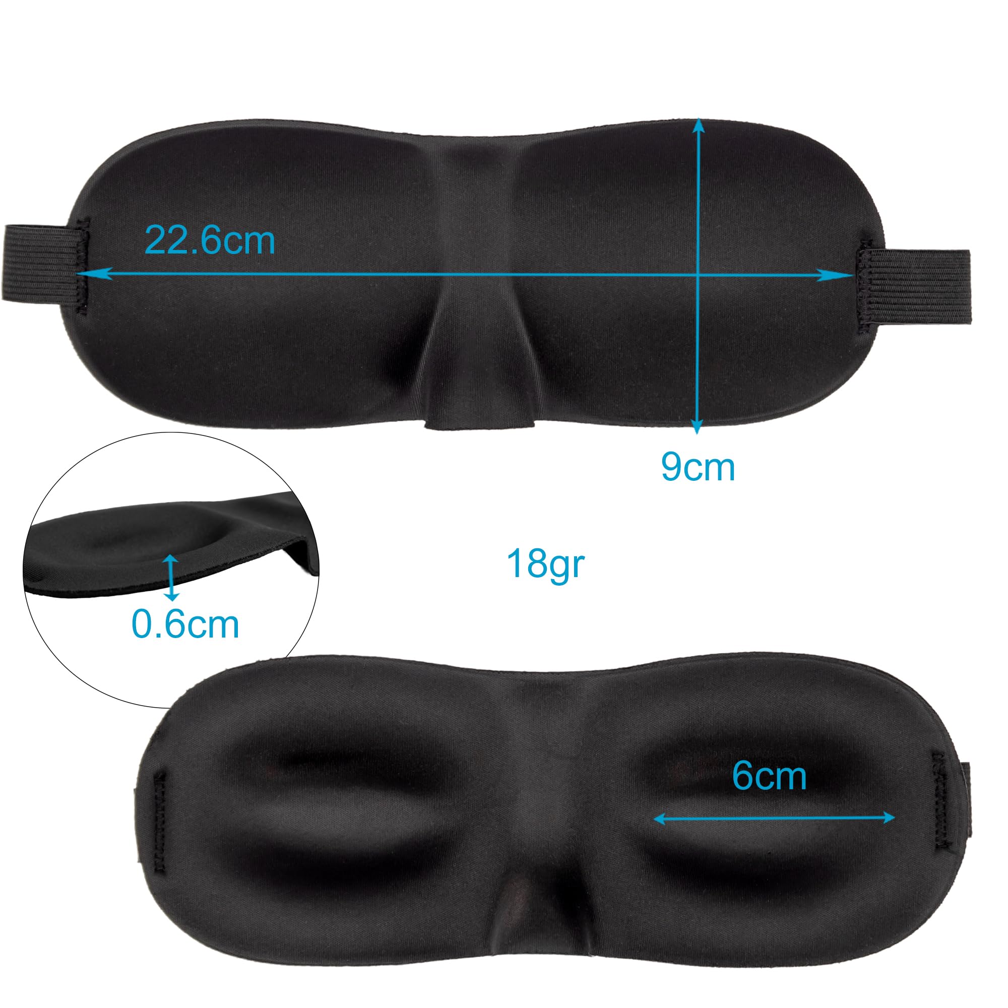 Intirilife Augenmaske Schwarz 26x9x2 cm Schlafmaske ergonomisch