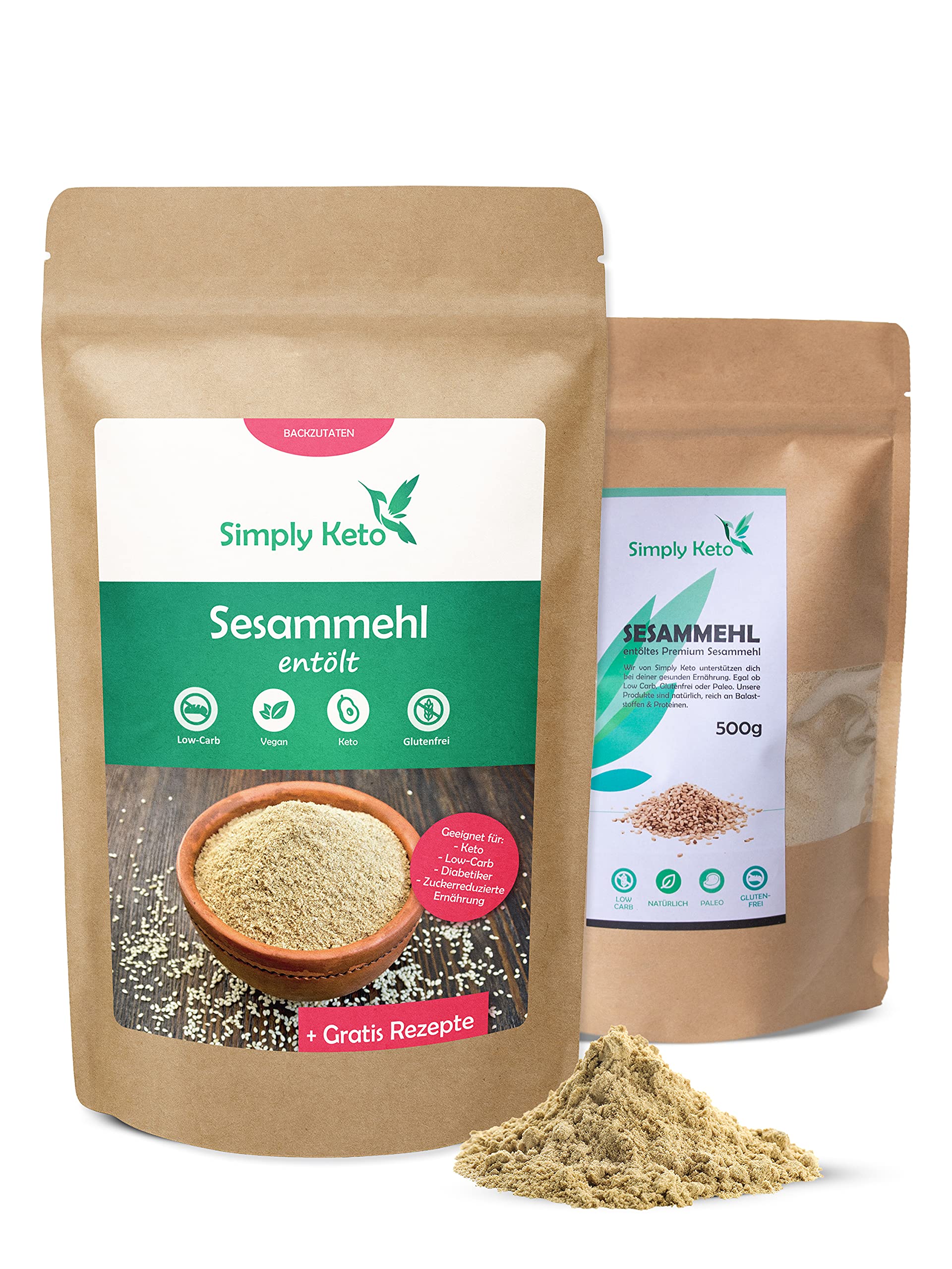 Simply Keto Sesammehl entölt 500 g Low Carb proteinreich