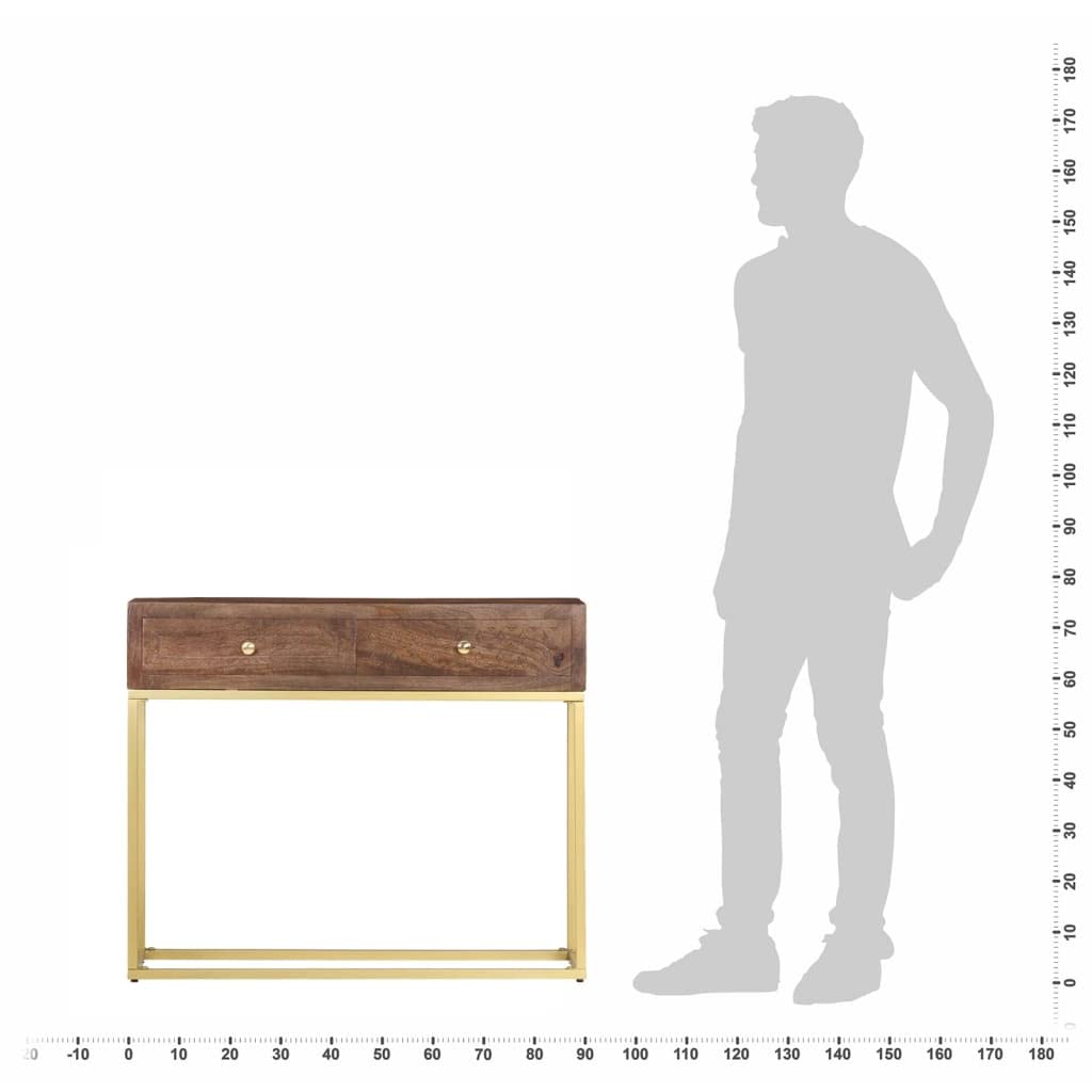 vidaXL Möbel Konsolentisch Mangoholz 90x30x75cm 2 Schubladen