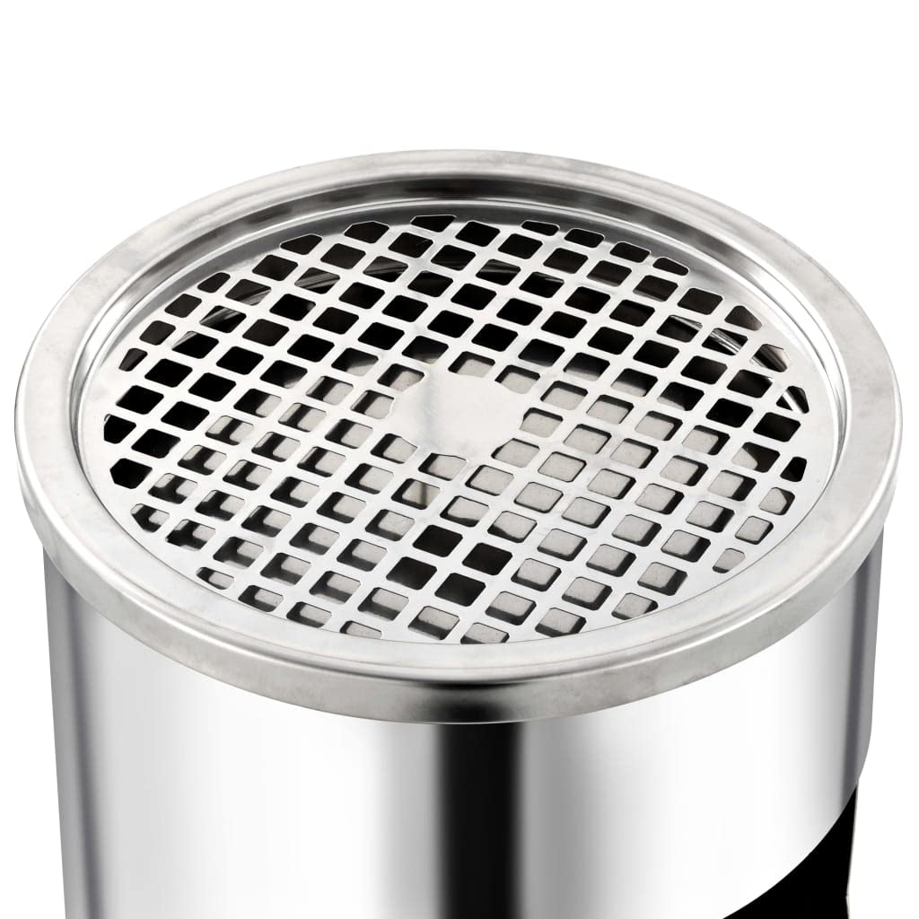 vidaXL Mülleimer Aschenbecher 30L Edelstahl Silber