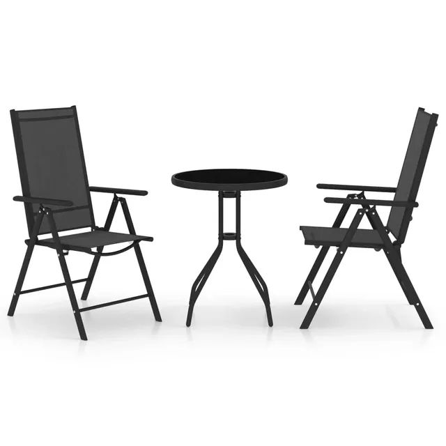 vidaXL Heim & Garten Bistroset 3-tlg schwarz Alu