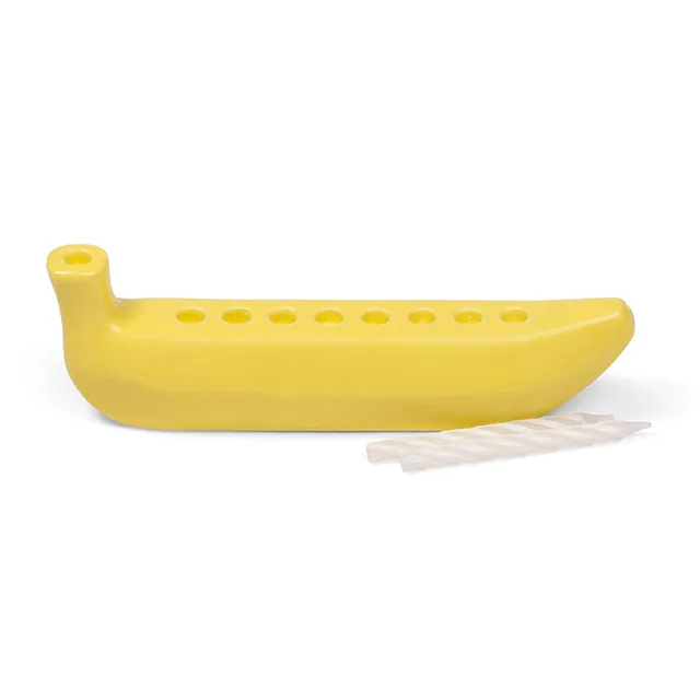 Kikkerland Home Mini Banorah Menora Keramik mit Kerzen
