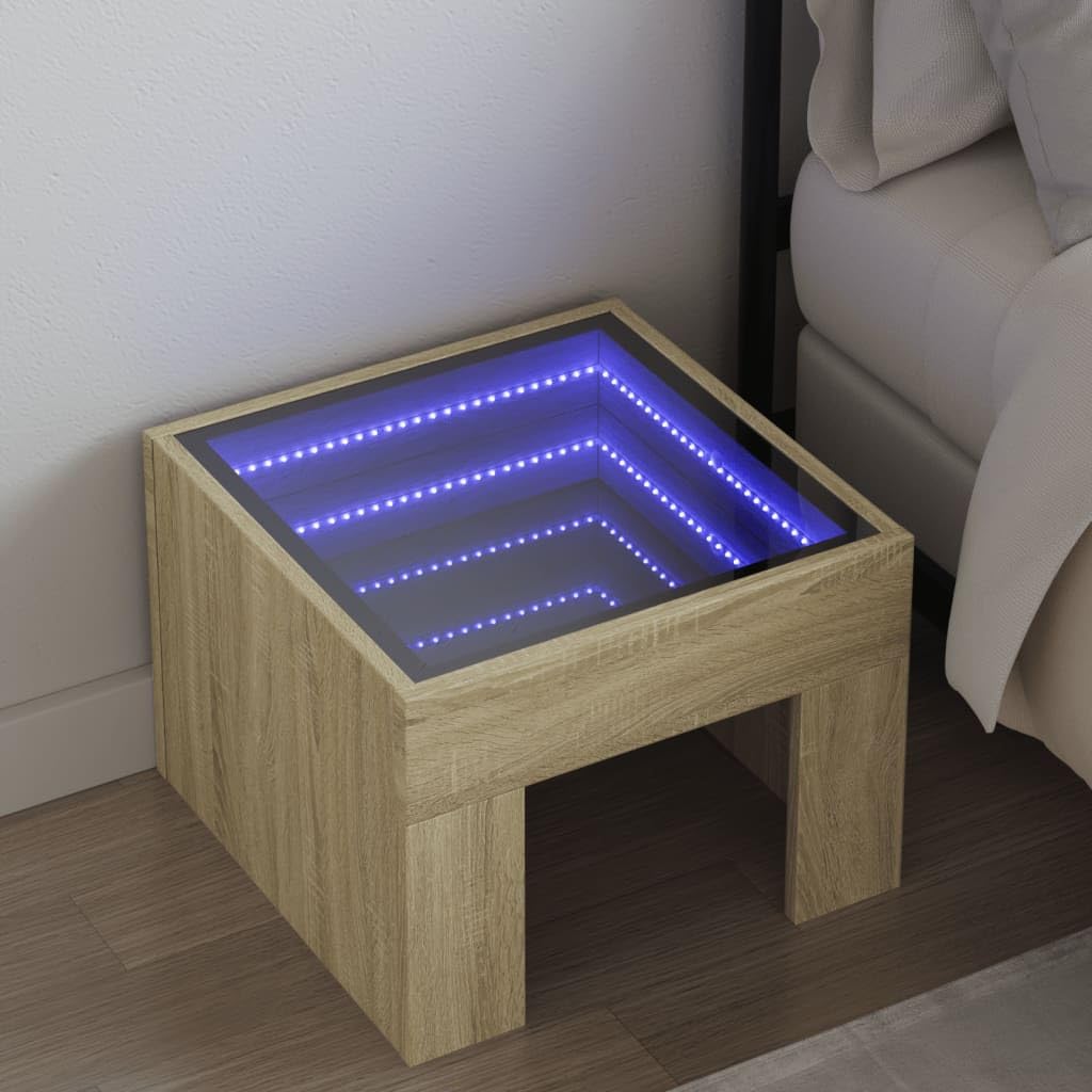 vidaXL Möbel Nachttisch Infinity-LED Sonoma-Eiche 40x40x30 cm