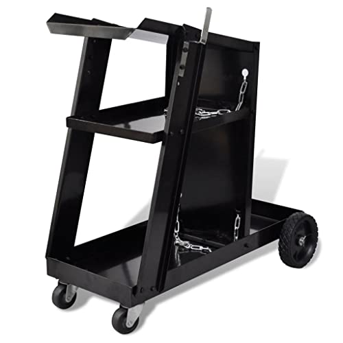 vidaXL Schweißwagen Handwagen Schwarz Stahl 40 kg 3 Regale