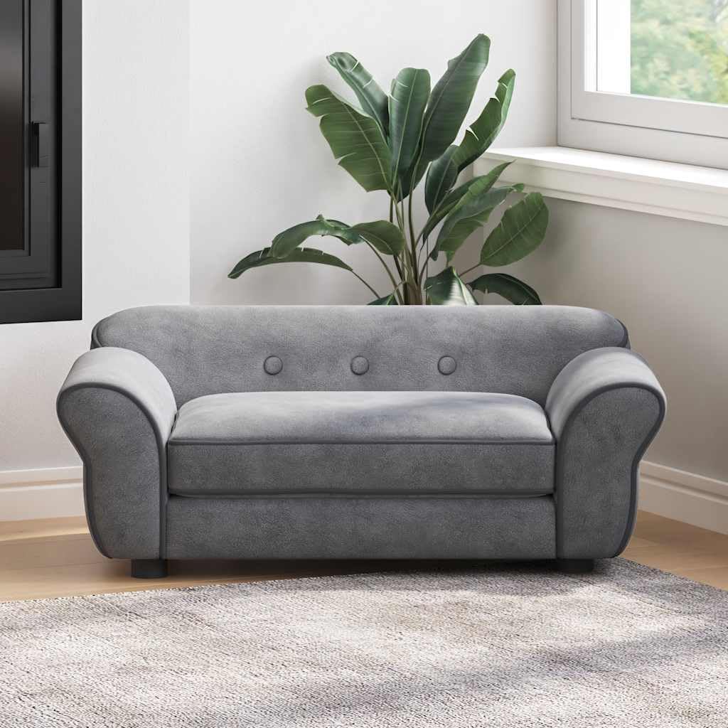 vidaXL Hundesofa Grau Plüsch 72x45x30cm Haustiersofa
