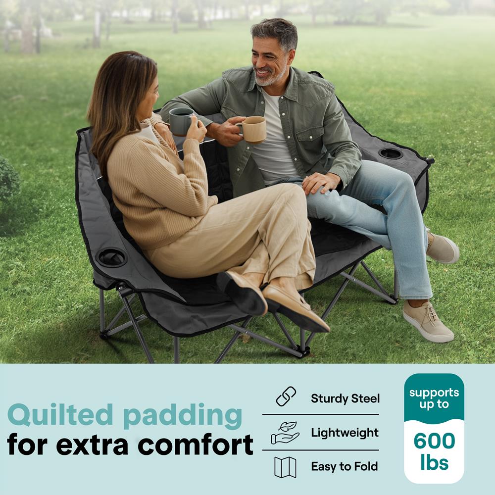 Serenelife Camping Doppelsessel 2 Personen grau 600D