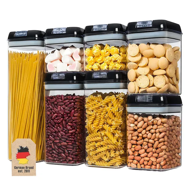 Intirilife Vorratsdosen Set schwarz 7-teilig luftdicht Box