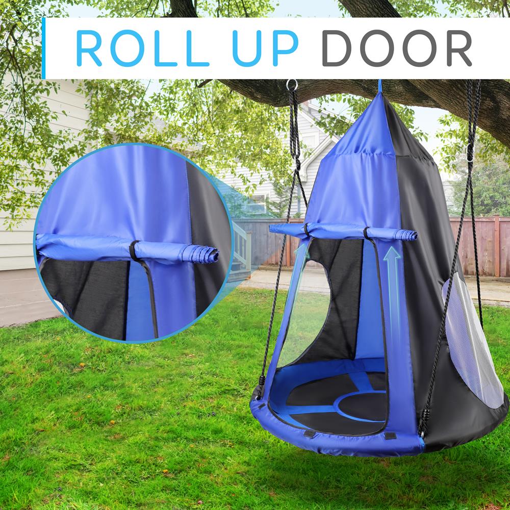 Serenelife Outdoor Swing Baumschaukel mit Zelt Blau 40 Zoll