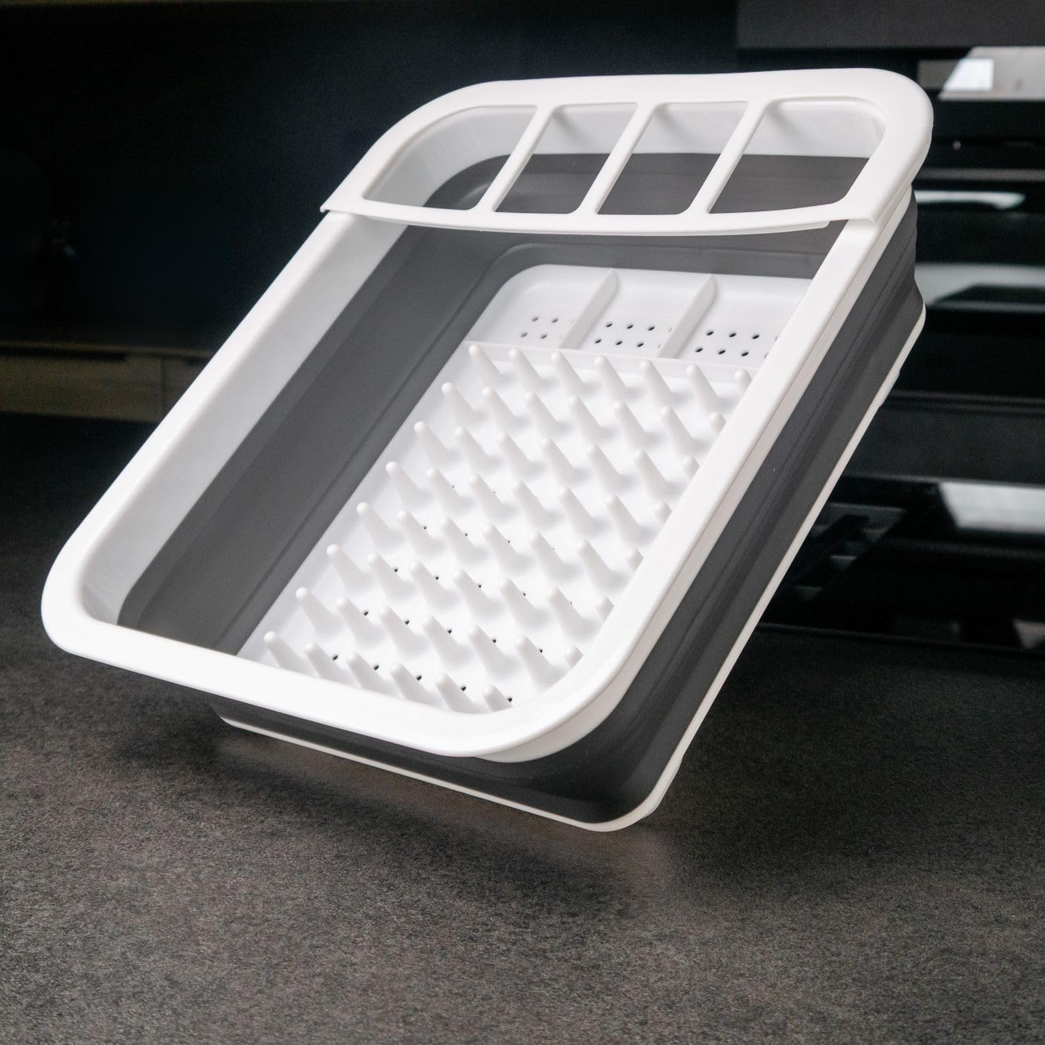 Intirilife Küche Abtropfgestell grau-weiß 36x30,5x12 cm faltbar
