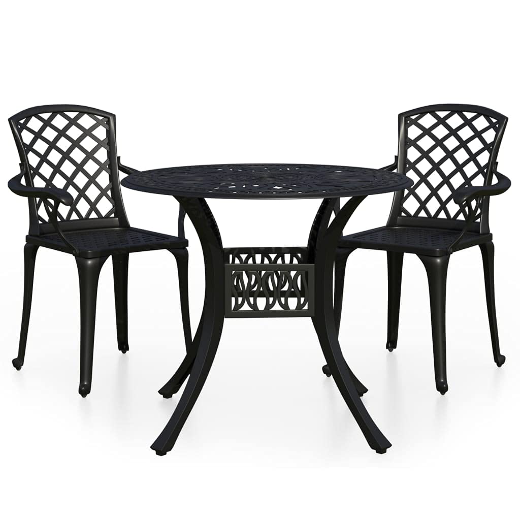 vidaXL Bistro-Set 3-tlg. Aluguss Schwarz Schirmloch