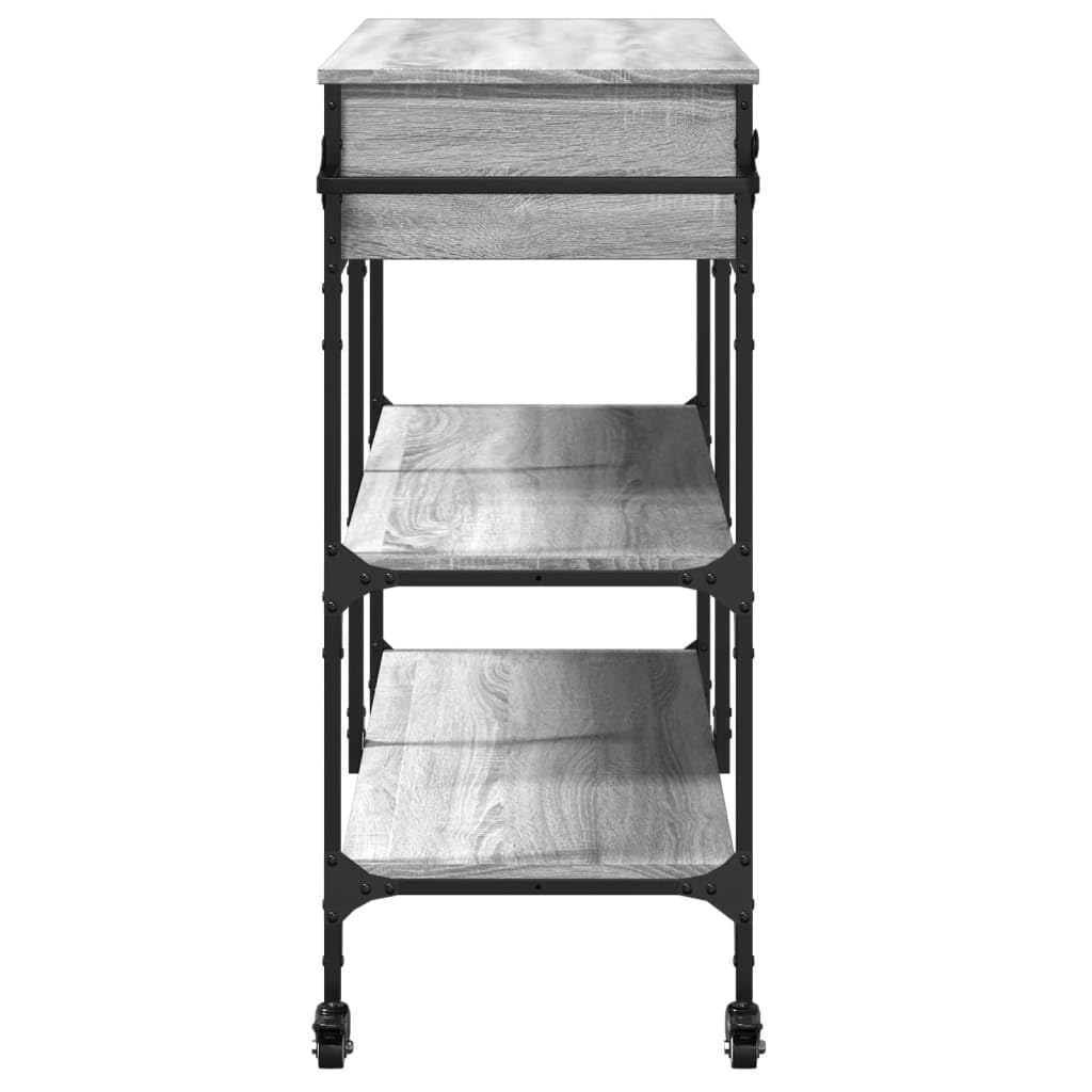 vidaXL Küchenwagen Grau Sonoma 105x42x95 cm Rollen