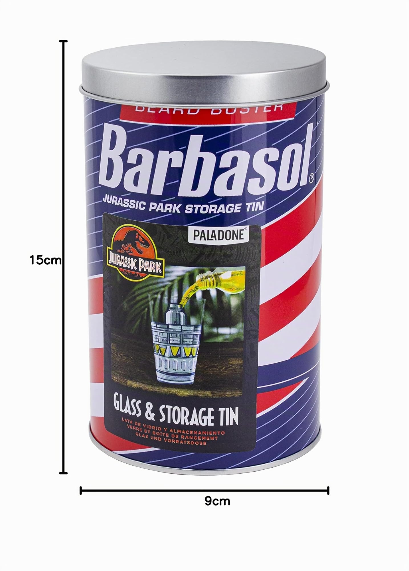 Paladone Drinkware Jurassic Park Glas 450ml Barbasol Dose