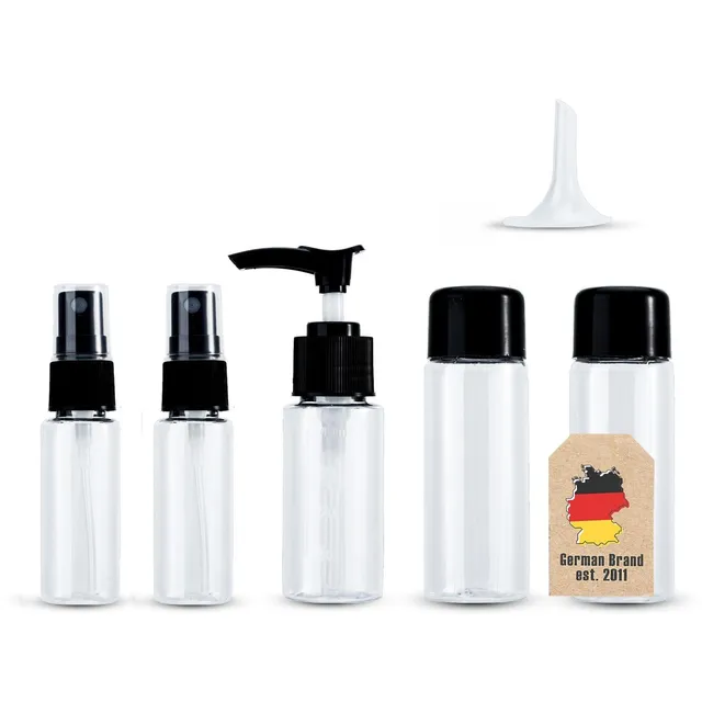Intirilife Reise Flaschen Set Reiseflaschen 6-teilig schwarz transparent