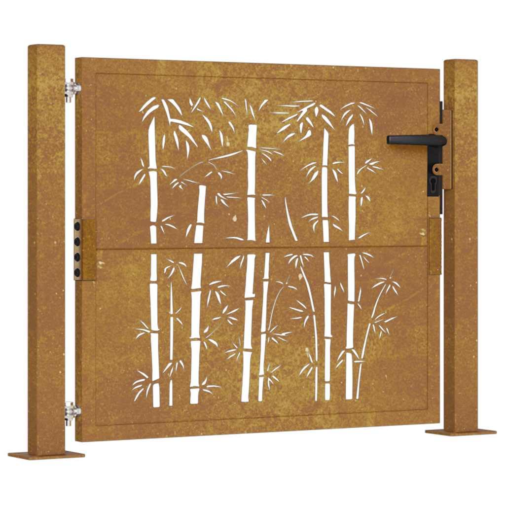 vidaXL Gartentor 100x75 cm Cortenstahl Bambus-Design Tor