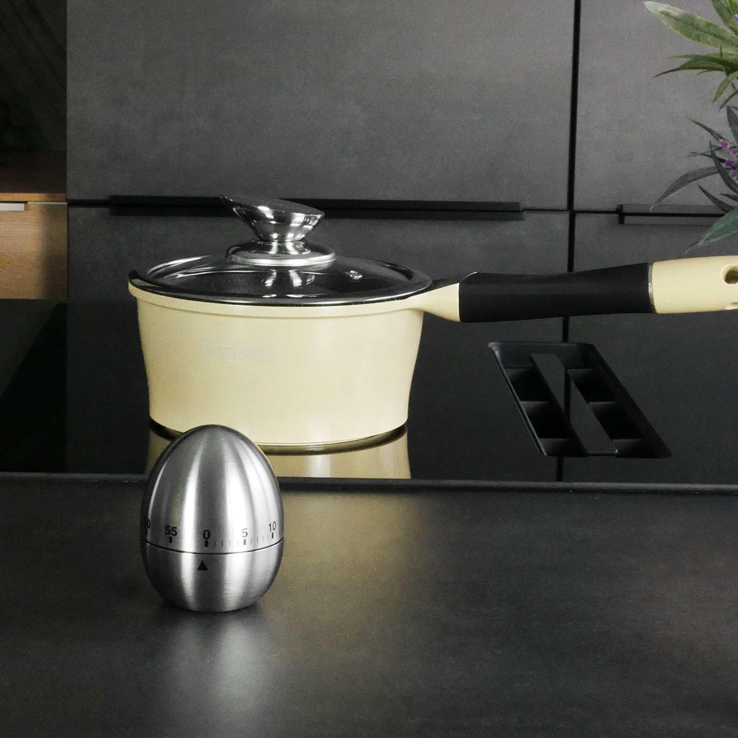 Intirilife Eieruhr Silber Edelstahl Kurzzeitwecker 55 Minuten