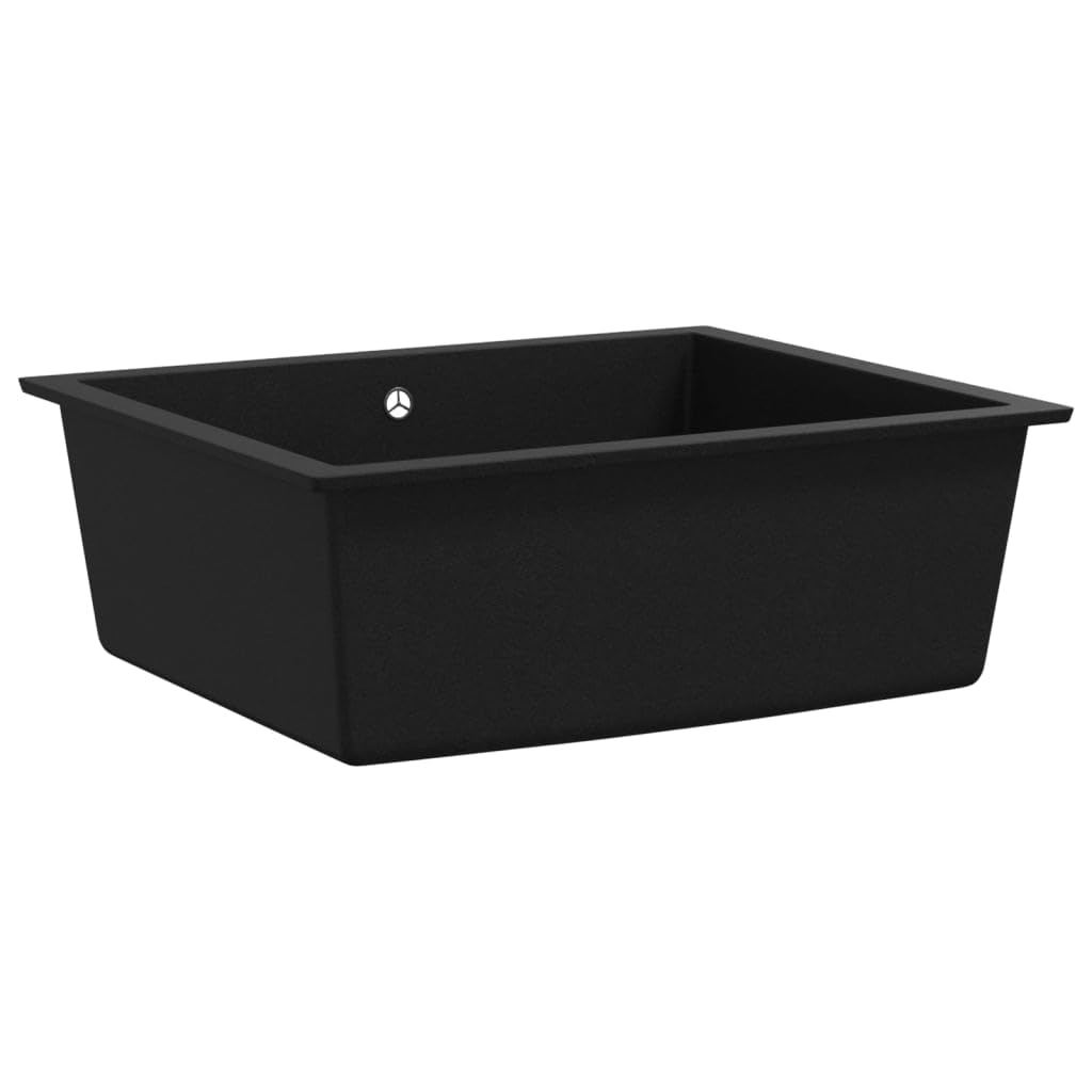 vidaXL Küchenspüle Granitspüle Schwarz Granit 550x460 mm
