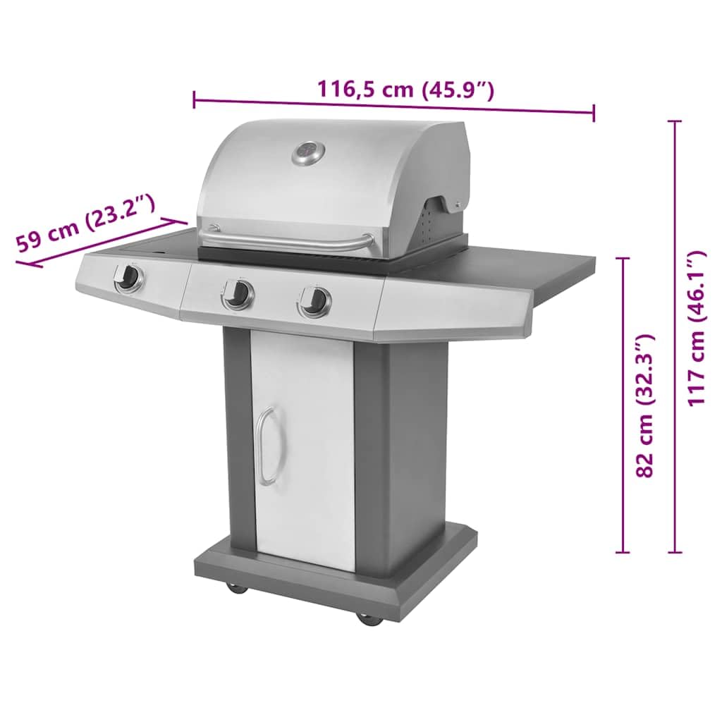 vidaXL Gasgrill 2 Brenner Seitenbrenner Grillwagen Schwarz