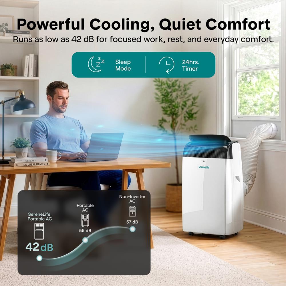 Serenelife Portable AC Klimaanlage 16000 BTU Grau WiFi