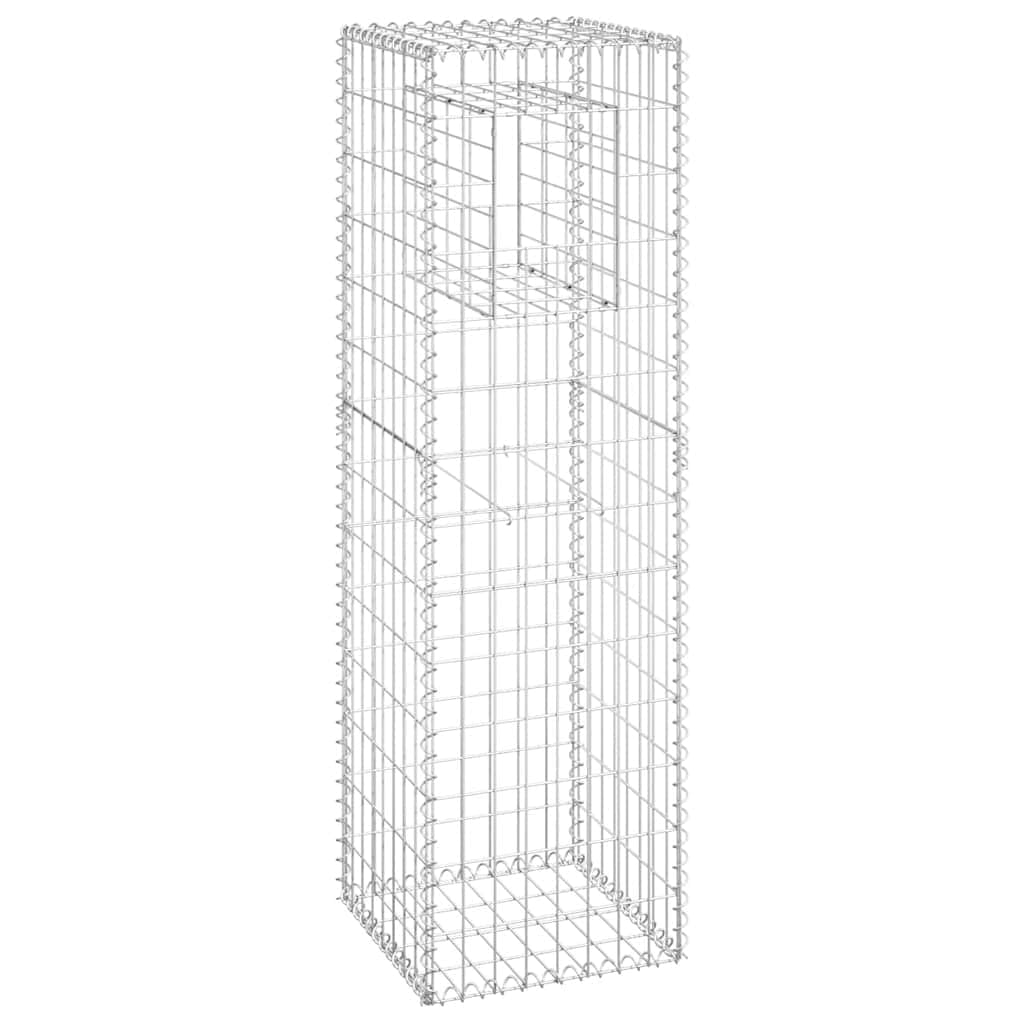 vidaXL Gabionensäule Steinkorb 40x40x100cm Eisen Silber