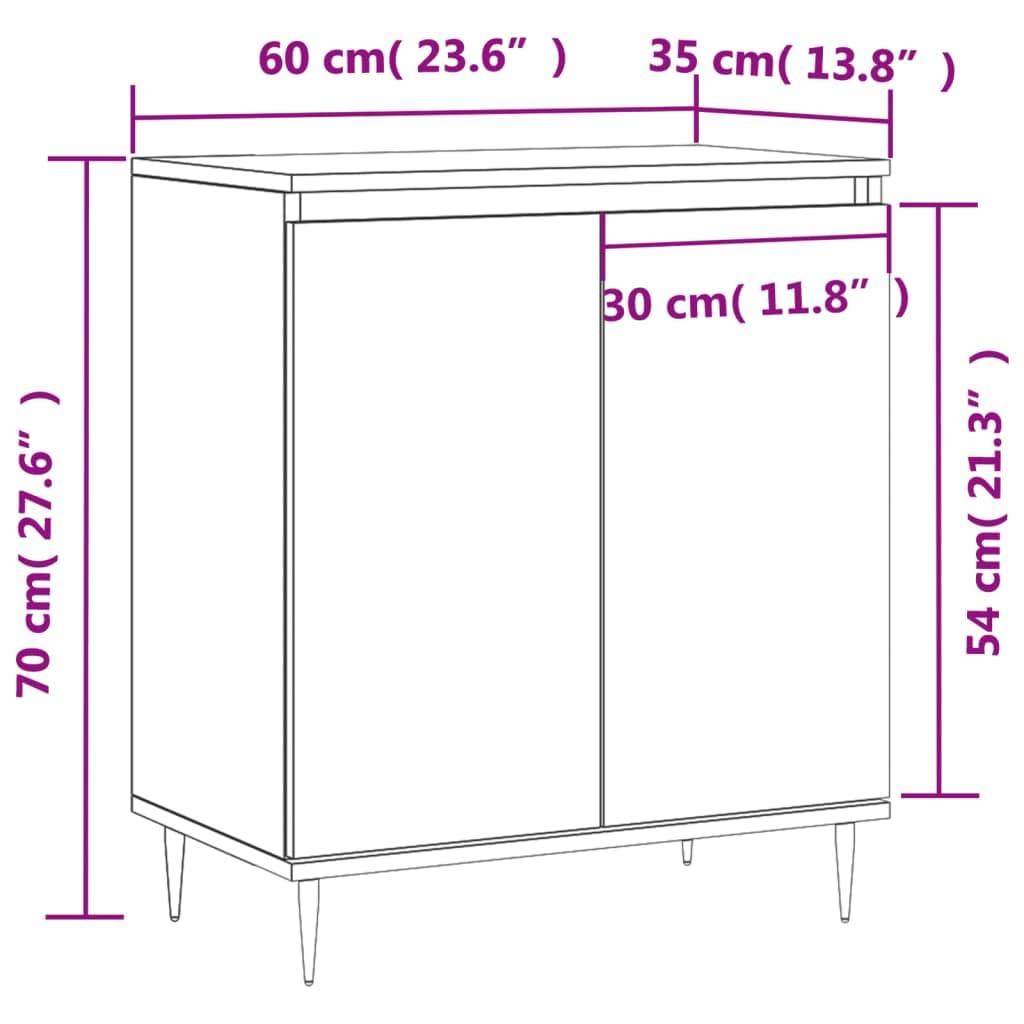vidaXL Möbel Sideboard 60x35x70 cm Holzwerkstoff Weiss