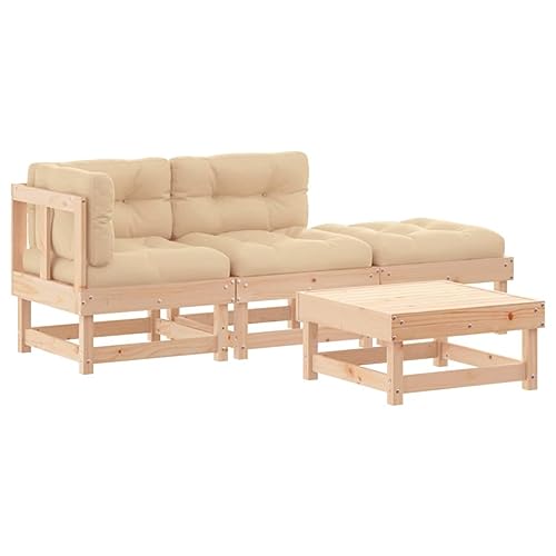 vidaXL Heim & Garten Lounge Set 4-tlg. Massivholz mit Kissen
