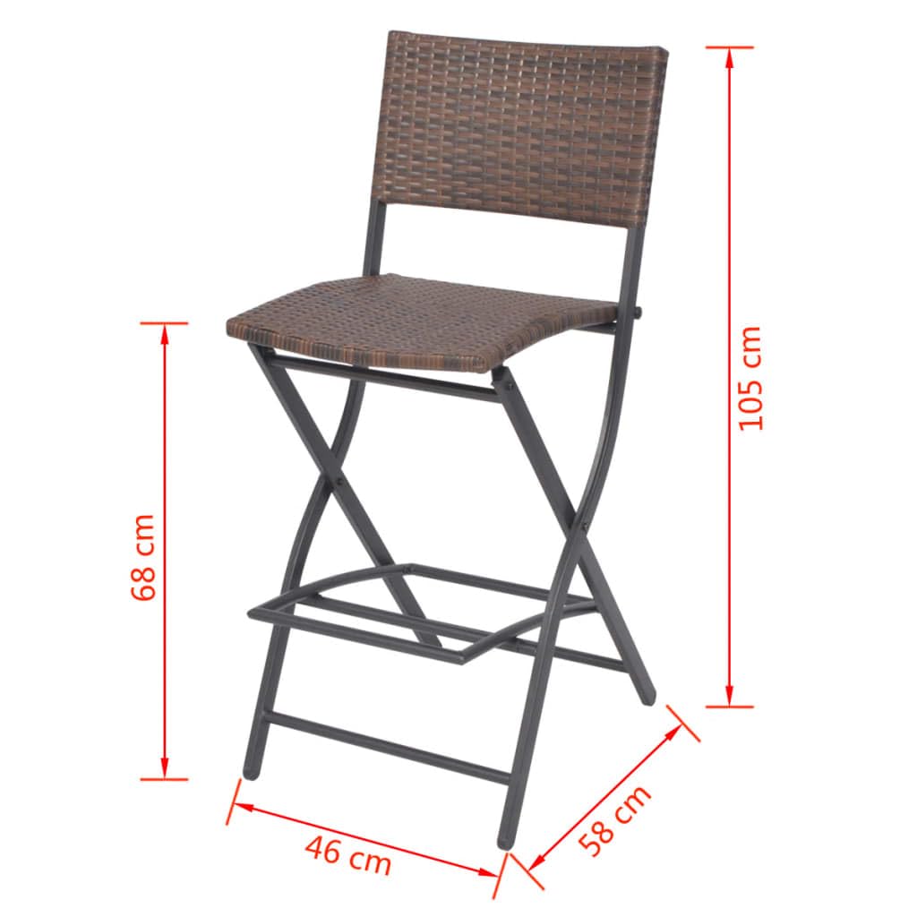 vidaXL Garten-Essgruppe 7-tlg Rattan Braun Klappbar