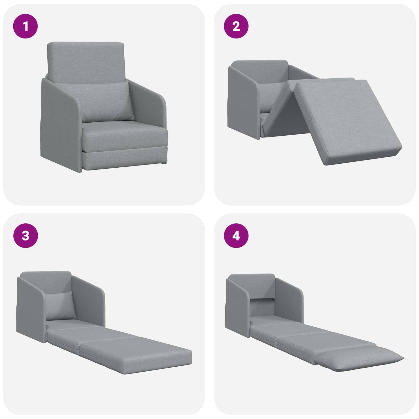 vidaXL Schlafsofa Hellgrau 65x80 cm Stoff Schlafcouch