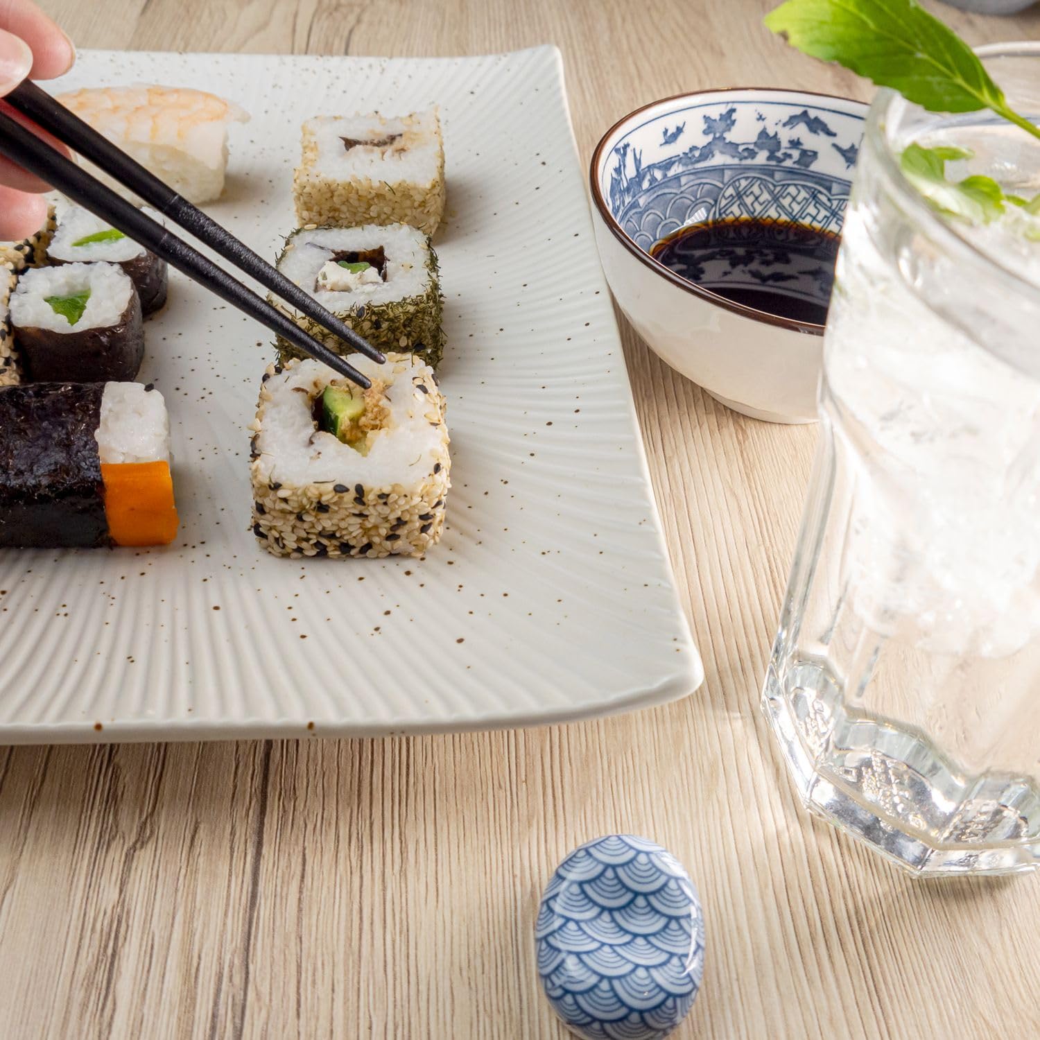 Intirilife Sushi Platte Weiß Porzellan 26 cm 1 Teller