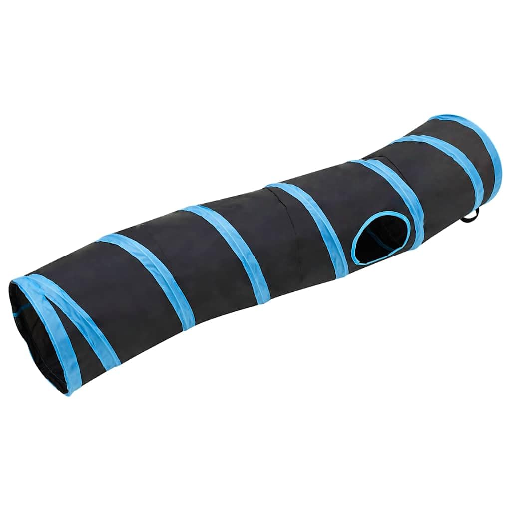 vidaXL Tierbedarf Katzentunnel S-Form 122 cm Schwarz-Blau