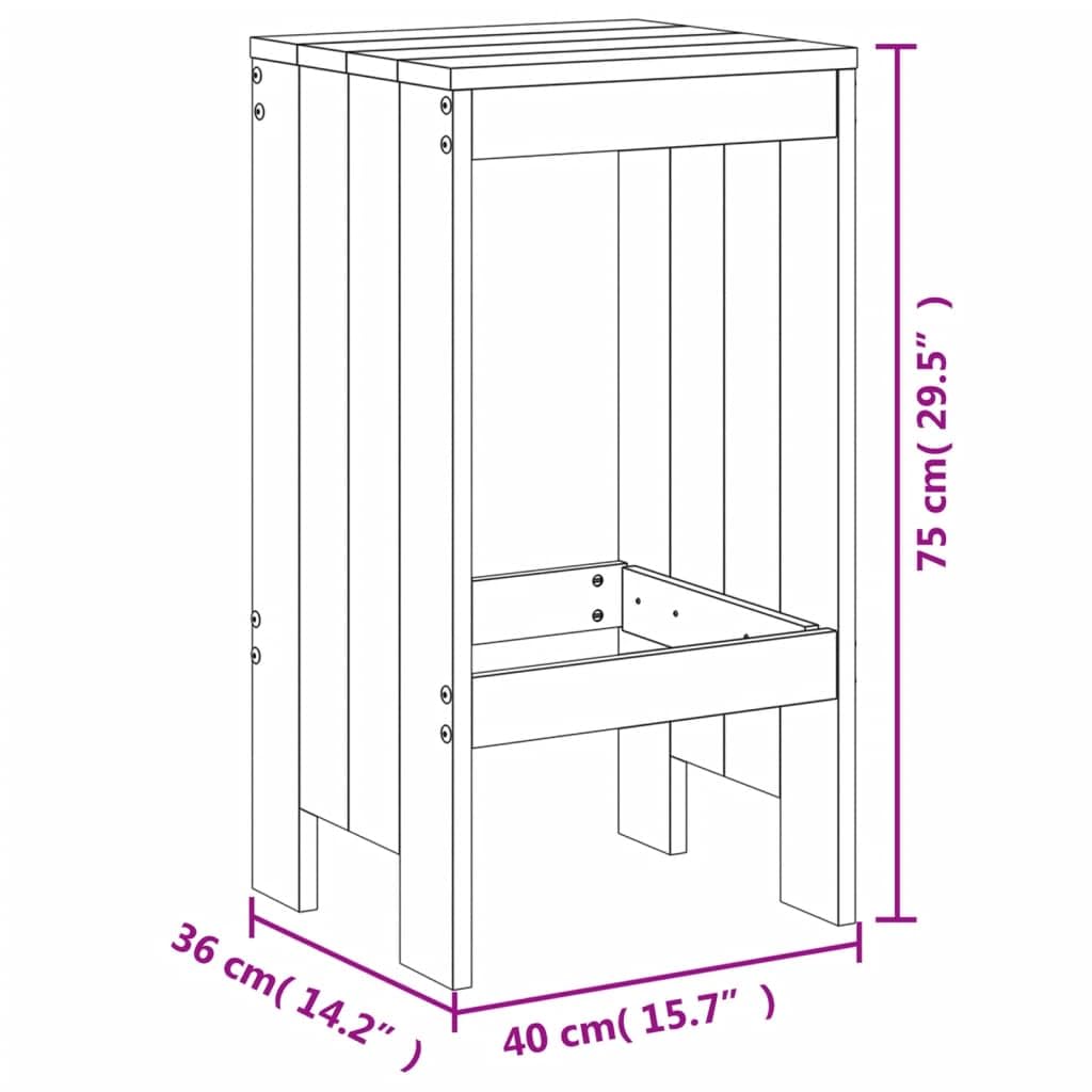 vidaXL 3-TLG. Gartenbar-Set Grau Barset Graue Kiefer Massivholz