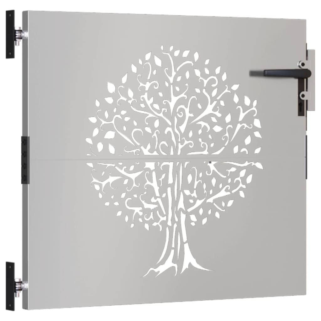 vidaXL Heim & Garten Gartentor Cortenstahl 85x100 cm Baum-Design