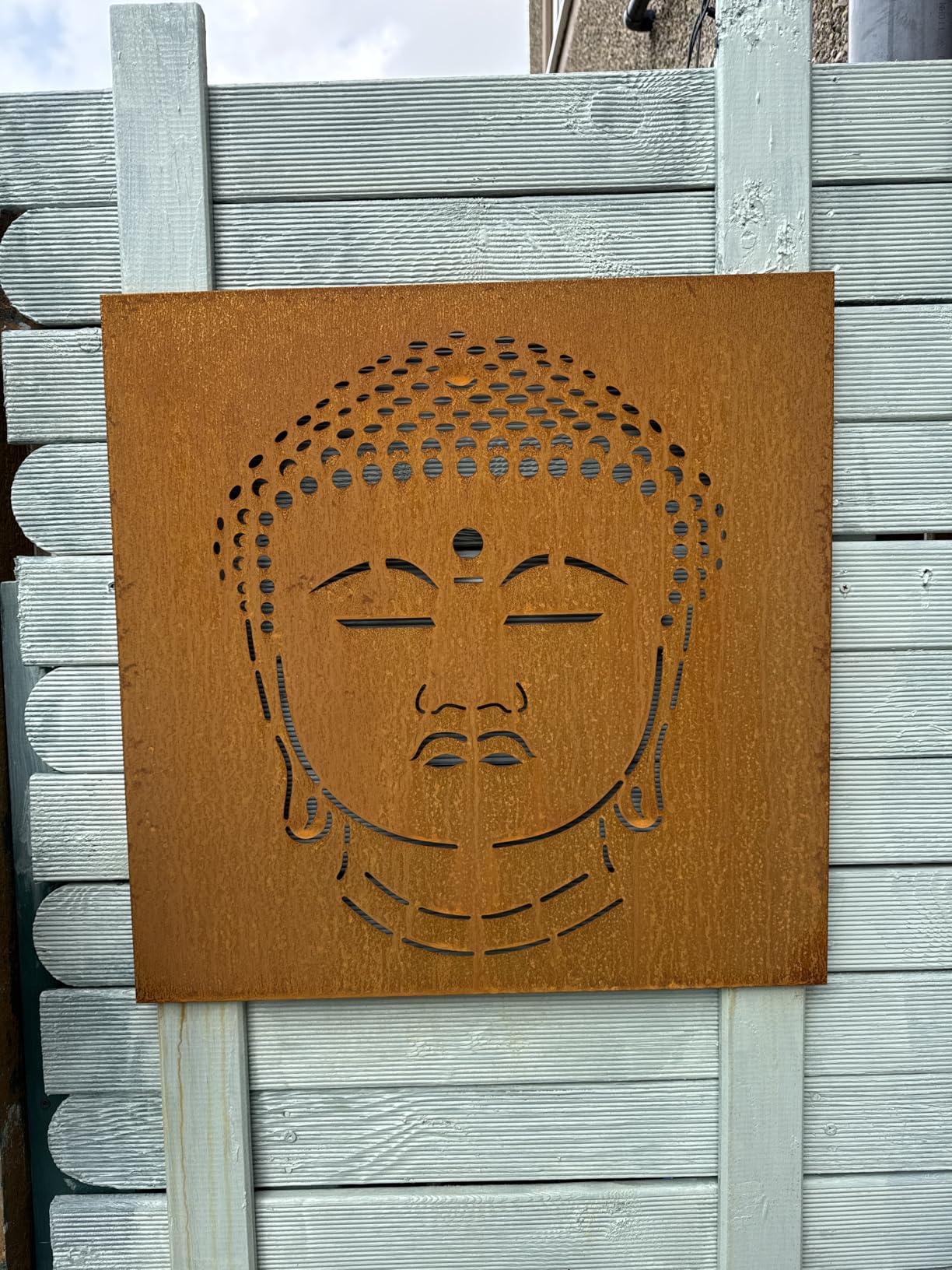 vidaXL Garten-Wanddeko 55x55cm Cortenstahl Buddha-Kopf Rost