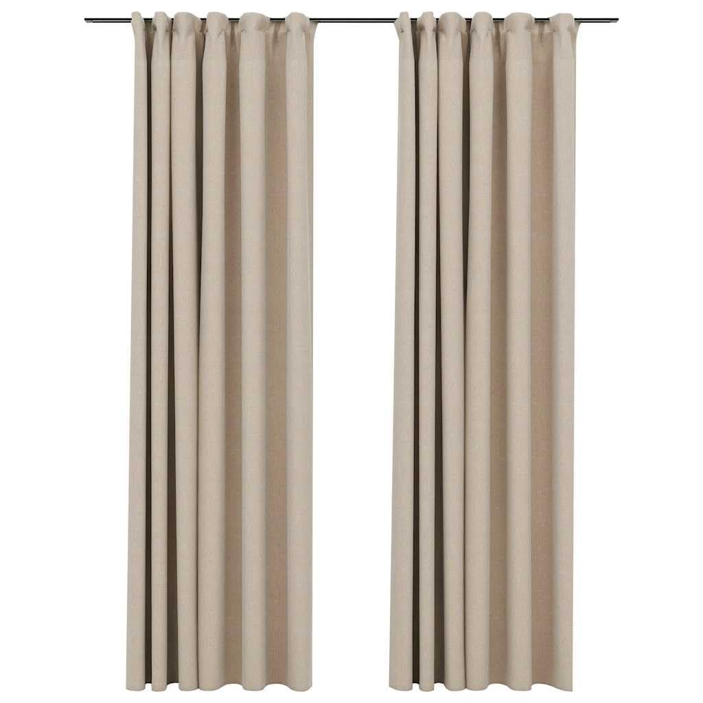 vidaXL Verdunkelungsvorhang 2er beige 140x245 cm Leinenoptik
