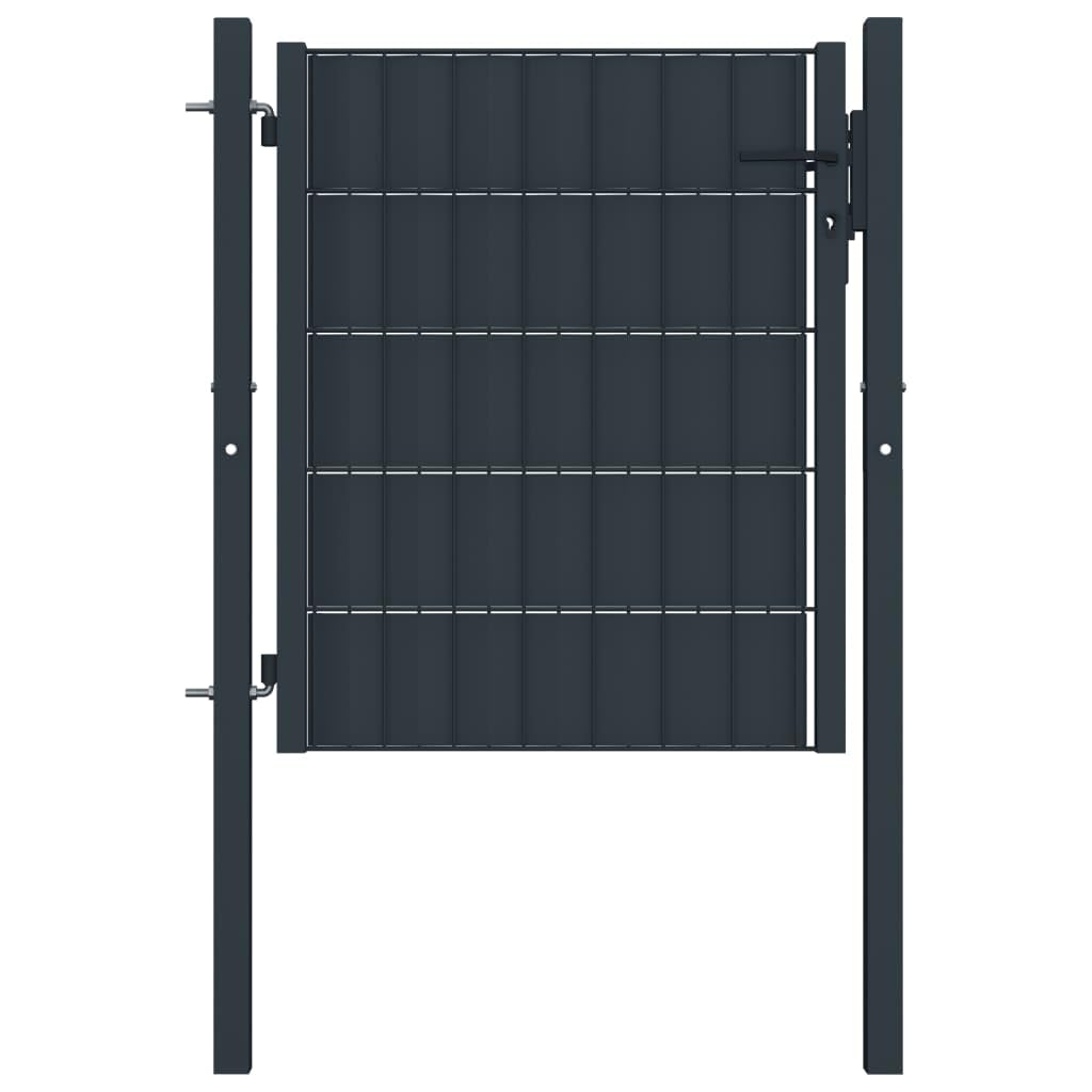 vidaXL Gartentor PVC Stahl 100x124 cm anthrazit