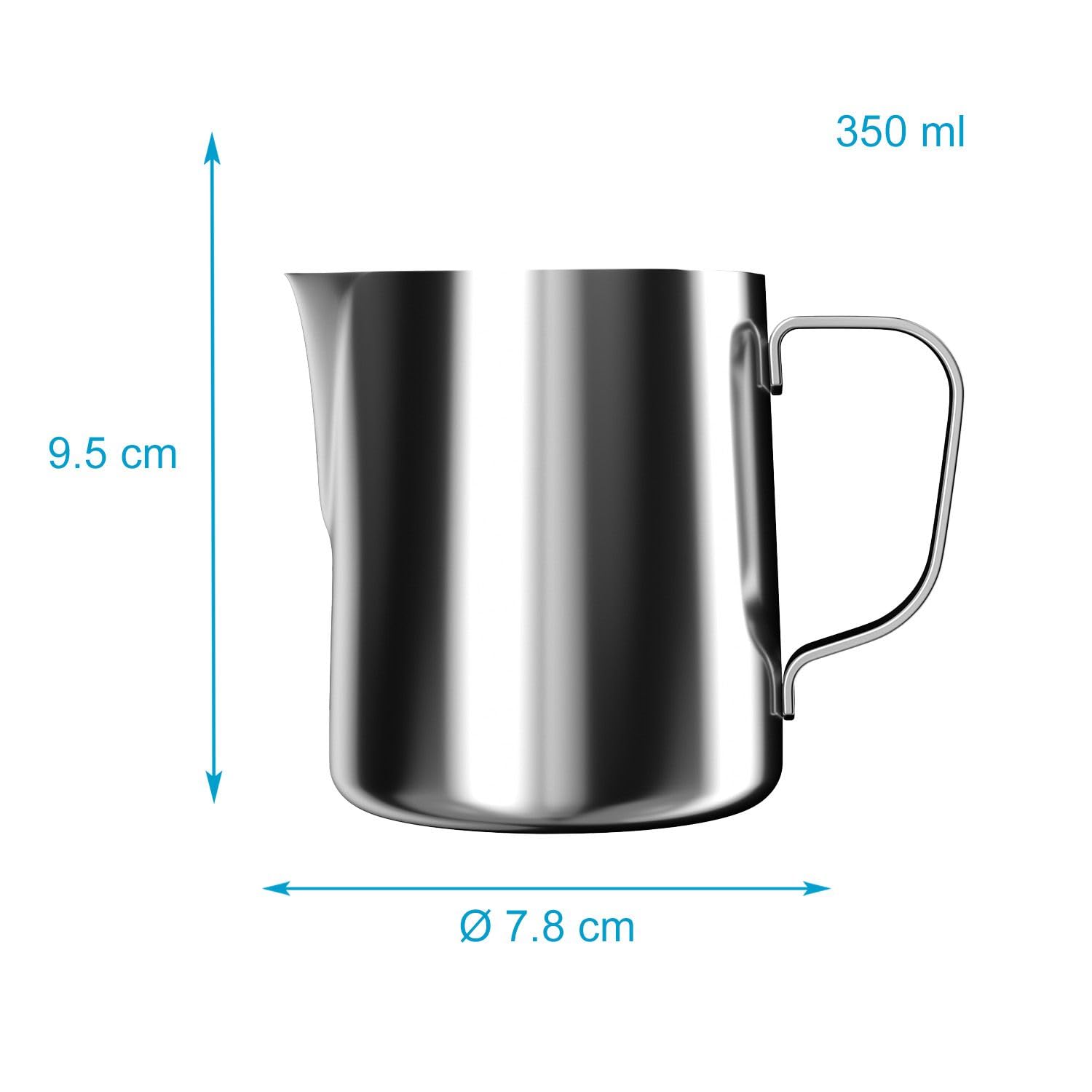 Intirilife Milchkännchen Edelstahl 350 ml Barista Krug