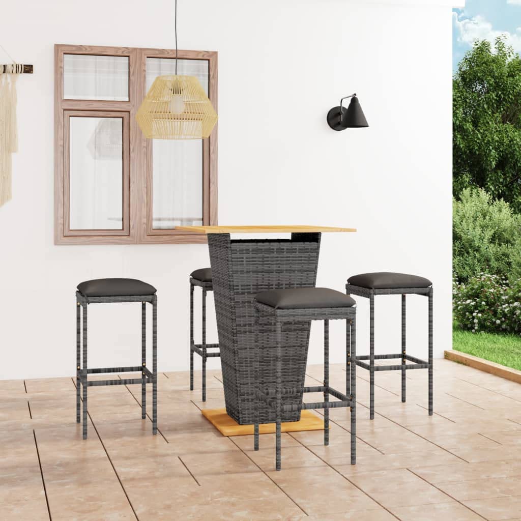 vidaXL Heim & Garten Gartenbar-Set 5-tlg grau mit Kissen
