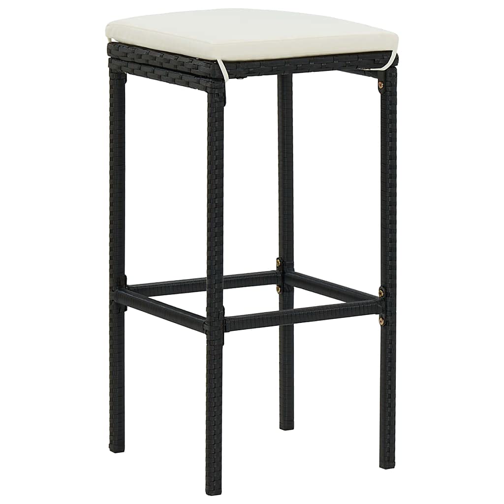 vidaXL Gartenbar Set 9-tlg Schwarz Akazie Rattan mit Kissen